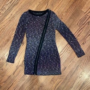 BCBG diagonal zip sweater dress